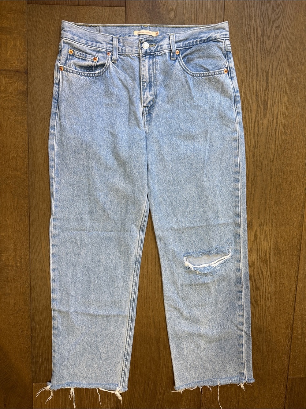 Levi's Low Pro Straight Distressed Jeans Light Wash Size 29
